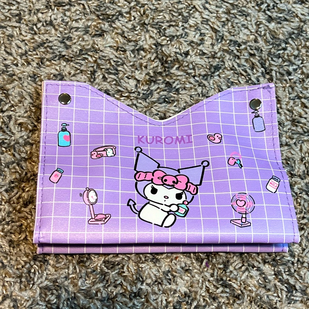 Kawaii Kuromi Faux Leather Sanrio Travel Tissue Holder Pop Up Stand Up Fold Flat